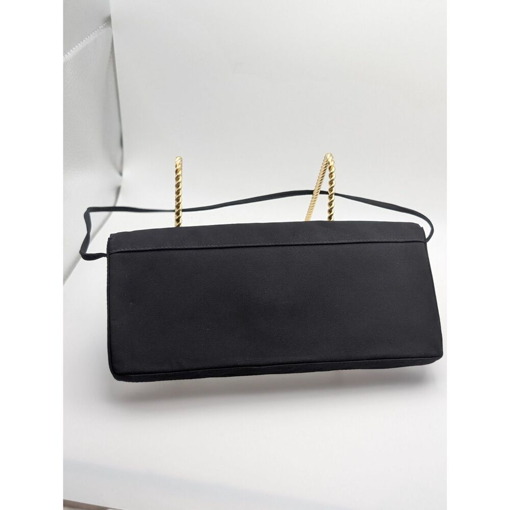Giuseppe Zanotti Vintage Y2K Designer Evening Bag Black Beaded Satin Handbag - Picture 3 of 13
